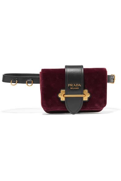 prada leather trimmed velvet belt bag|prada belt bag women's.